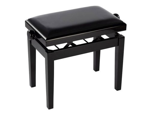 PB2/2020 Boston  piano bench Deluxe with adjustable seat, glossy black with black velvet seat