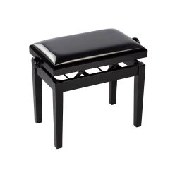   PB2/2525 Boston  piano bench Deluxe with adjustable seat, satin black with black vinyl seat