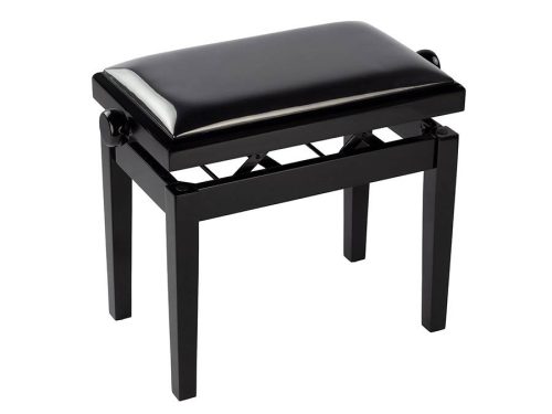 PB2/2525 Boston  piano bench Deluxe with adjustable seat, satin black with black vinyl seat