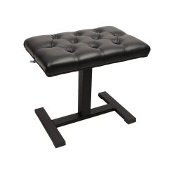   PBH/225 Boston  piano bench with hydraulic adjustable seat (48x31x49-56cm), satin black and black quilted vinyl sea