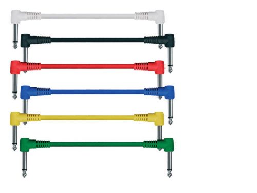 PC-20-03H Boston  patch cables, mono, 6-pack, 6 colors, moulded angled jacks, 0.30 meter