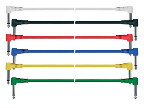 PC-20-06H Boston  patch cables, mono, 6-pack, 6 colors, moulded angled jacks, 0.60 meter