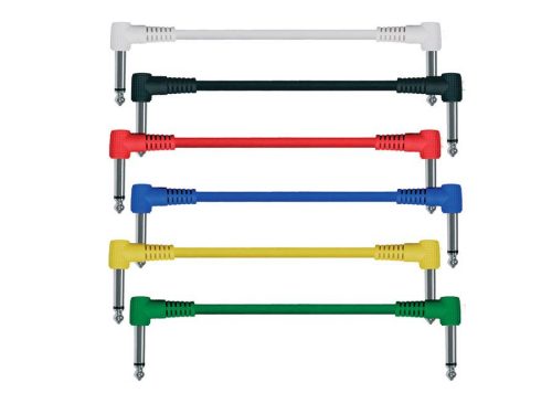 PC-20-15H Boston  patch cables, mono, 6-pack, 6 colors, moulded angled jacks, 0.15 meter