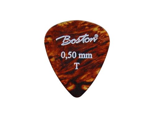 PK-30-T Boston  picks, celluloid, tortoise, standard teardrop model, 24-pack, thin, 0.50 mm.