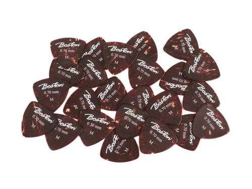 PK-40-M Boston  picks, celluloid, tortoise, standard triangle model, 24-pack, medium, 0.73 mm.