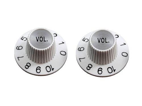 PK3244025 Allparts  volume knobs, Witch Hat style, fits USA split shaft pots, white, 2pcs