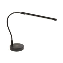   PLM-280-BK Boston  piano LED lamp L-shape with wireless charger in lamp base, black aluminium housing, incl. PSU