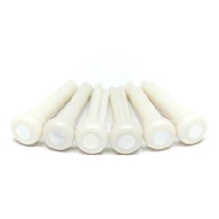   PP-1044-00 Graph Tech TUSQ Presentation style bridge pins, set of 6, white with 4mm mother of pearl inlay