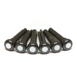   PP-2044-00 Graph Tech TUSQ Presentation style bridge pins, set of 6, black with 4mm mother of pearl inlay