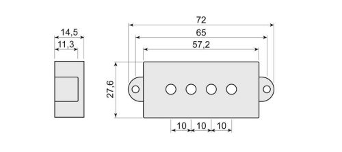 PPC-15-WH Boston  pickup cover, Puncher Bass model split coil, 2 pcs, white