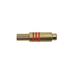   PRCA-30-RD Boston  RCA plug, female, metal black, spring 6,2 mm, gold contacts, 2 pcs red ring