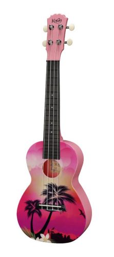 PUC-30-007 Korala Poly Ukes concert ukulele polycarbonate, back with acoustic chambers, pink palm tree