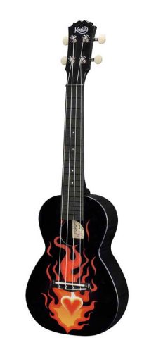 PUC-30-010 Korala Poly Ukes concert ukulele polycarbonate, back with acoustic chambers, black with flames