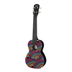   PUC-30-012 Korala Poly Ukes concert ukulele polycarbonate, back with acoustic chambers, rainbow of hearts