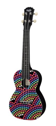 PUC-30-012 Korala Poly Ukes concert ukulele polycarbonate, back with acoustic chambers, rainbow of hearts