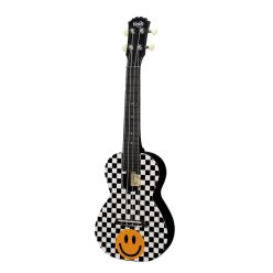   PUC-30-014 Korala Poly Ukes concert ukulele polycarbonate, back with acoustic chambers, yellow smiley checkers