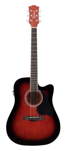 Richwood RD-12-CERS Artist Series Dreadnought Cutaway Westerngitarre – red sunburst Hochglanz, aktiver EQ5, verchromte Die-Cast-Mechaniken
