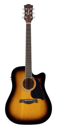 Richwood RD-12-CESB Artist Series Dreadnought Cutaway Westerngitarre – sunburst Hochglanz, aktiver EQ5, verchromte Die-Cast-Mechaniken