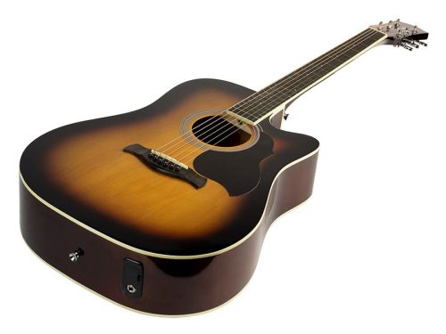 Richwood RD-12-CESB Artist Series Dreadnought Cutaway Westerngitarre – sunburst Hochglanz, aktiver EQ5, verchromte Die-Cast-Mechaniken