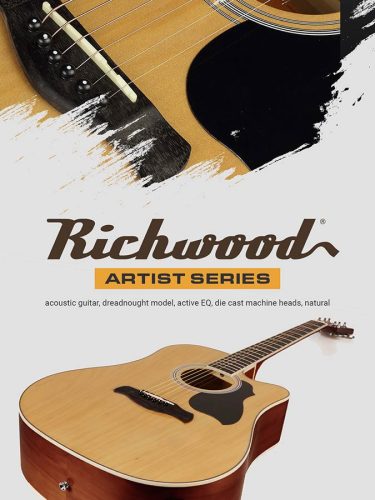 Richwood RD-12-CE Artist Series – акустично-електрическа дредноут китара с изрез, натурален гланц, активен EQ5, хромирани die-cast ключове