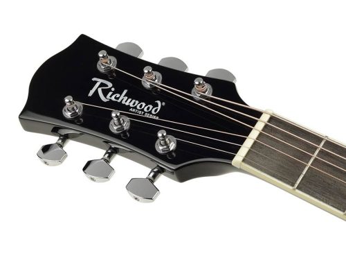 Richwood RD-12L-BK Artist Series chitară acustică dreadnought pentru stângaci – negru lucios, top agathis, spate & laterale tei laminat, cheițe turnate cromate