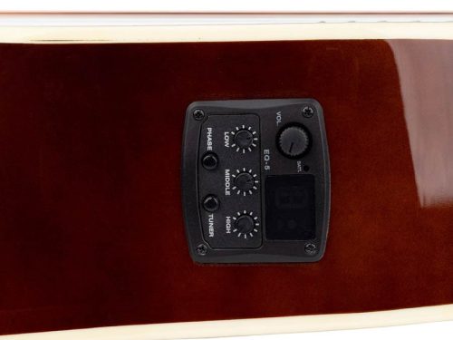 Richwood RD-12LCESB Artist Series – balkezes cutaway dreadnought elektro-akusztikus gitár, fényes sunburst, aktív EQ5 előerősítő, krómozott öntöttfém kulcsok