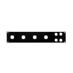   RK-2-L02 Boston  19 inch rack panel, 2 HE, metal, black, rack plate, bended edge, 4x 32mm speaker twist + 4x 24mm XL