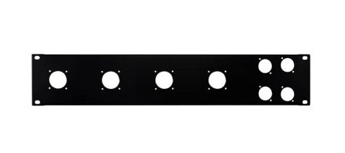 RK-2-L02 Boston  19 inch rack panel, 2 HE, metal, black, rack plate, bended edge, 4x 32mm speaker twist + 4x 24mm XL