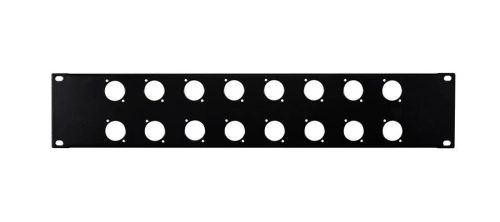 RK-2-L03 Boston  19 inch rack panel, 2 HE, metal, black, rack plate, bended edge, 16x 24mm XLR holes