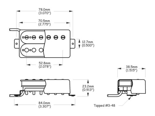 RP-LPSACRB4 Roswell  humbucker pickup, Alnico 5 bars, covered, bridge, nickel