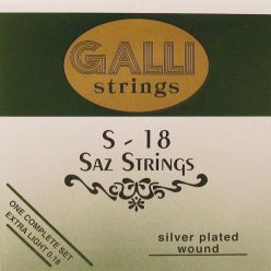   S-018 Galli  string set saz, silverplated extra light 007-009-007-014-022