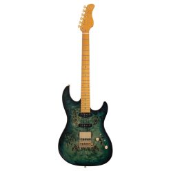   S10 HSS/TGR Sire Guitars S Series Larry Carlton swamp ash electric guitar S-style, transparent green, hardcase included