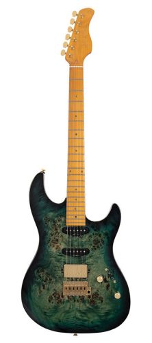 S10 HSS/TGR Sire Guitars S Series Larry Carlton swamp ash electric guitar S-style, transparent green, hardcase included