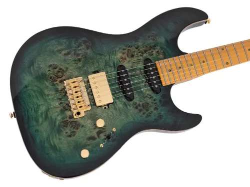 S10 HSS/TGR Sire Guitars S Series Larry Carlton swamp ash electric guitar S-style, transparent green, hardcase included