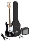 SB1SK-BK SX  J-style electric bass guitar set, 15W amp, gig bag, tuner, cable, strap & 6 picks, black