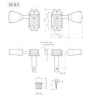 SD-90-SL-N Gotoh  machine heads for guitar, 3x left+3x right, ratio 1:15, keystone button, nickel