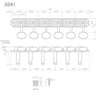 SD-91-NHAPM Gotoh  machine heads for guitar, 6x left, ratio 1:15, heigth adjustable posts, magnum lock, nickel button