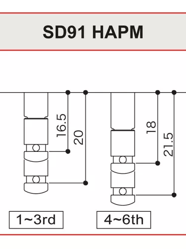 SD-91-NHAPM Gotoh  machine heads for guitar, 6x left, ratio 1:15, heigth adjustable posts, magnum lock, nickel button