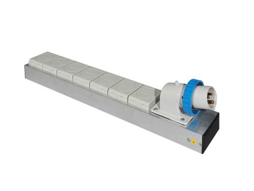 SDC-440 Proel  distribution block in aluminum box, 1 x sdc-850 and 7 x SCHUKO chassisd,