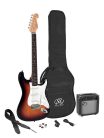 SE1SK-3TS SX  ST style electric guitar pack, 10W amp, bag, tuner, strap, cable & 6 picks, 3 tone sunburst