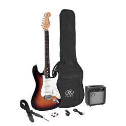   SE1SK-3TS SX  ST style electric guitar pack, 10W amp, bag, tuner, strap, cable & 6 picks, 3 tone sunburst