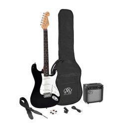   SE1SK-BK SX  ST style electric guitar pack, 10W amp, bag, tuner, strap, cable & 6 picks,  black