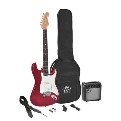   SE1SK-CAR SX  ST style electric guitar pack, 10W amp, bag, tuner, strap, cable & 6 picks,  candy apple red