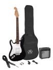 SE1SK-LHBK SX  LEFTHAND ST style e-guitar pack, 10W amp, bag, tuner, strap, cable & 6 picks,  black