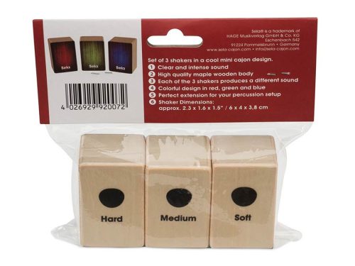 Sela SEL108 Mini Cajon Shaker Set – soft, medium, hard – lemn de mesteacăn, fabricat în Germania