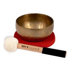   SEL260 Sela  brass singing bowl 12cm, with mallet - felt ring - cotton bag