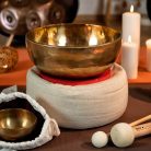 SEL260 Sela  brass singing bowl 12cm, with mallet - felt ring - cotton bag