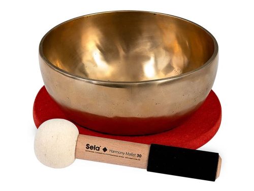 SEL264 Sela  brass singing bowl 22cm, with mallet - felt ring - cotton bag