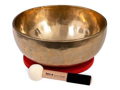 SEL266 Sela  brass singing bowl 29cm, with mallet - felt ring - cotton bag