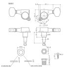 SG-381-05-C Gotoh  machine heads for guitar, 3x left+3x right, ratio 1:16, chrome oval button, chrome